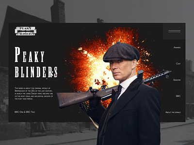 Design concept for Peaky blinders 1920 adobe photoshop bbc design designer figma figmadesign logo menu peaky blinders photoshop serial ui uidesign uiux uiuxdesign uxdesign webdesign