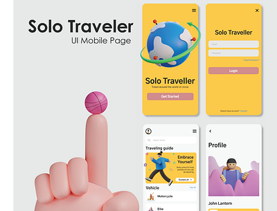 Solo Traveler UI Mobile Page 3d animation branding graphic design logo ui