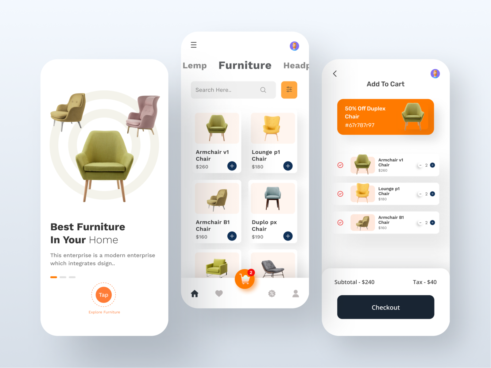 Furniture Ecommerce App by Shuvo on Dribbble