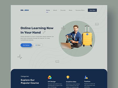 Online Education Landing Page courses education website home page ui landing page design learning platform minimal onboarding online class online course online education online exam online learning online platform ui uidesign ux website design