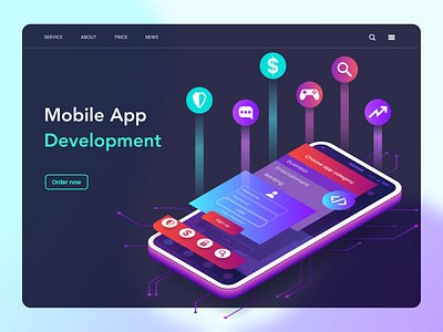 Mobile App Design, Web UI Landing Page Design