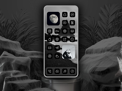 Dark Mode iOS 14 Aesthetic Theme & Launcher aestheticism best shot black dailyui dark mode icon icons illustration illustrator ios app design launcher icon logo logodesign minimal minimalist mockup themes vector