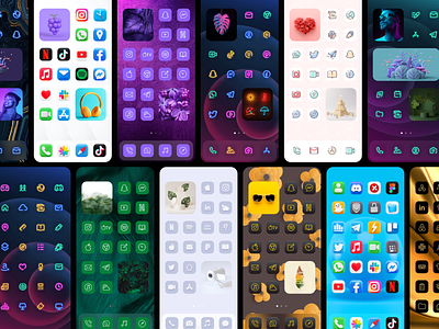 Themes for iPhone | iOS 14 App Icon Changer app design best themes branding colorful creative logo daily 100 challenge dailyuichallenge dark mode icon illustration ios app design logo design minimalism mockup neomorfism neomorphism typography ui user experience ux