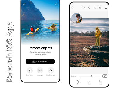 Retouch iOS App redesign Concept for App Store app design clean ui clean ui design cleanest daily 100 daily challenge draw draw app editing app game design light mode minimalism minimalist minimalist design minimalistic photo editor rebound ui white zoom