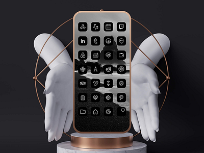 Dark Mode iOS Theme & Launcher for iPhone accent aesthetic black branding bronze copper dailyui dark mode design icon icon packs illustration ios logo mockup rose gold themer trim ux vector