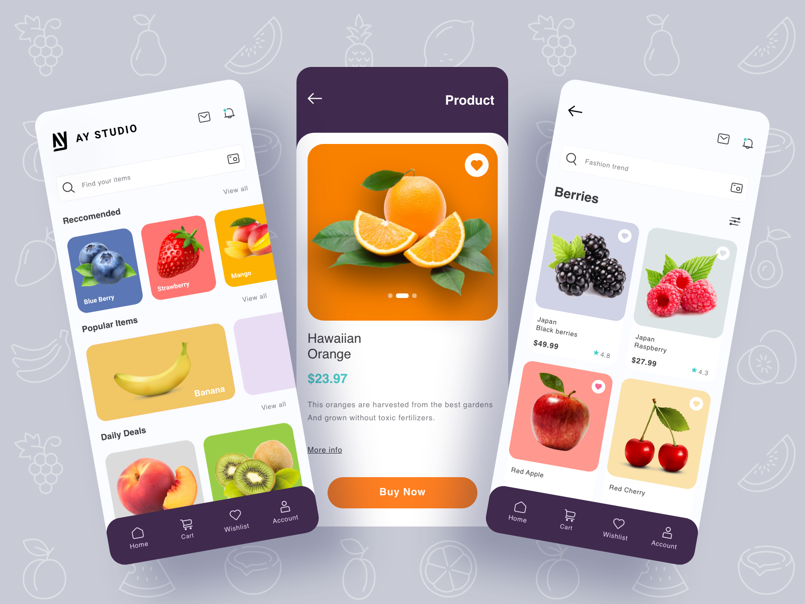 Fruits UI e-commerce app design by Gazi Yeasin Arifin on Dribbble