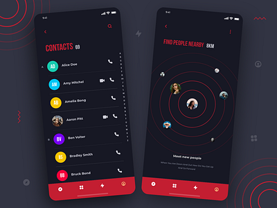 Contacts and Find People Nearby UI Concept