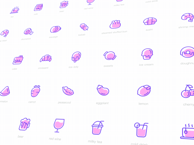 food animation design icon ui