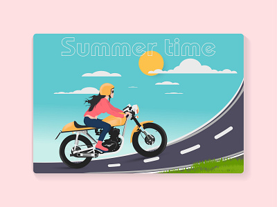 Summer travel by bike concept art flatdesign graphic design illustration landing page design landingpage logo template design vector
