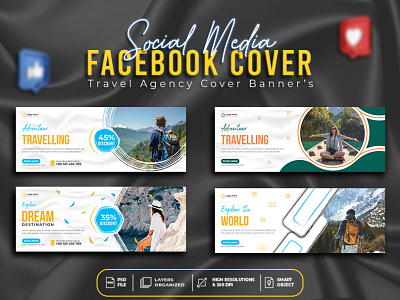 Travel agency social media facebook cover banner's social midia cover banner tour banner