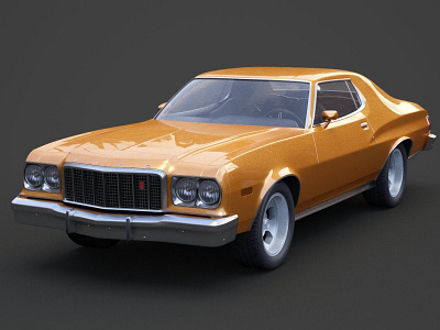 Ford Gran Torino 1975 3D Model 1975 3d art 3d artist automotive car convertible coupe ford gran hood muscle racing renderhub sedan sky3ds tire torino tyre vehicle wheel