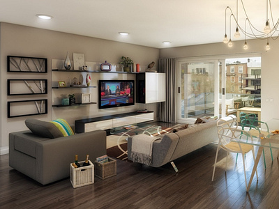 Living Room 3D Rendering