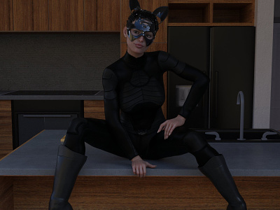 Catwoman in quarantine 3D Rendering 3d art 3d artist 3d render 3d rendering batman catwoman cg dc realistic 3d renderhub renders sudaka arts