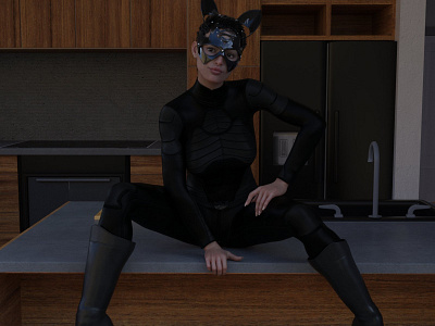 Catwoman in quarantine 3D Rendering