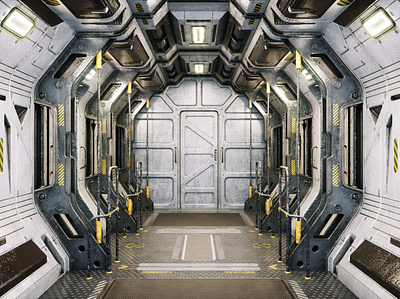 Sci Fi Corridor Marines 3D Model 3d 3d model 8k corridor fi interior lightwave marine materials octane pbr render sci ship space station uv