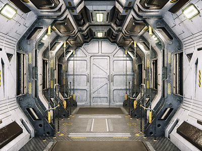 Sci Fi Corridor Marines 3D Model
