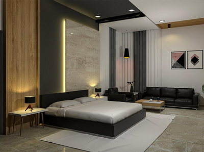 Modern Bedroom Rendering. 3D Rendering 3d art 3d artist 3d render 3d rendering cg pushparaj8683 realistic 3d renderhub renders