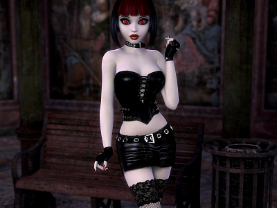 Pale Glow 3D Rendering 3d art 3d artist 3d render 3d rendering 3dcharacter anime cg digitaldoll doll pinspotter realistic 3d renderhub renders sexycute vampire vampiress