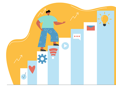 Career ladder 2d app background character flat illustration illustraion people vector