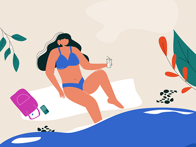 Summertime flat illustration flatart girl people summer vector vectorimage woman