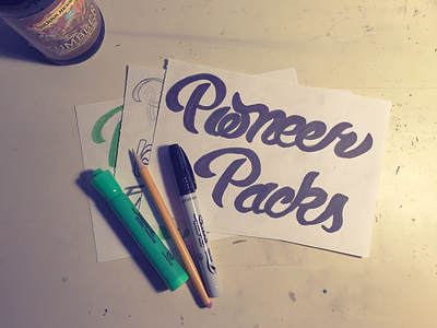 Pioneer Packs Lettering branding identity lettering logo logotype pioneer packs script typography wordmark