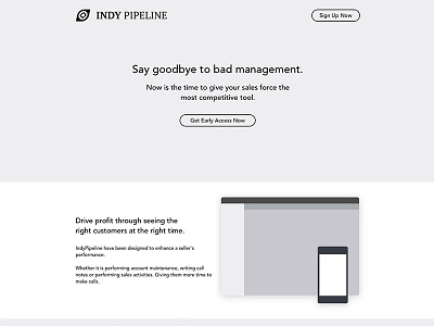 IndyPipeline - Lander Wireframes application crm indy pipeline landing page ui ux web design wireframes