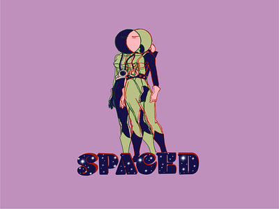 Spaced design groovy illustration retro sci fi science fiction typography vintage
