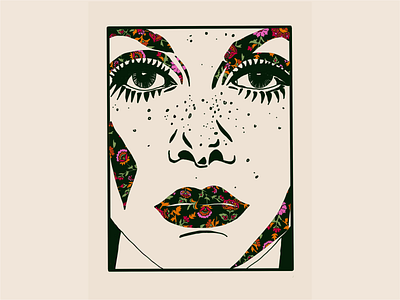 Flowers & Twiggy groovy illustration retro vintage