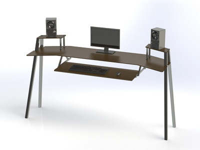 Computer desk Wood and steel 3d model 3d modeling computer computer art computer desk computer science computer table computing design desk furniture solidworks table