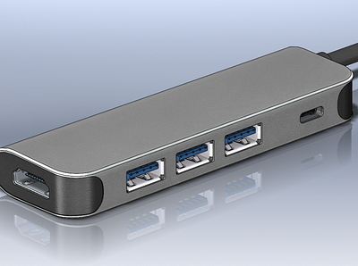 Type-C Multiport Hub with 5 Ports 3d model 3d modeling 3d printing 3dmodel 5 port 5 port hub design multiport multiport hub solidworks