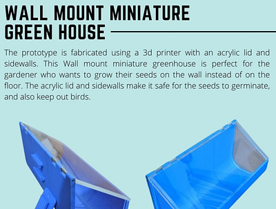 Prototype of wall mount miniature green house 3d model 3d modeling 3d printing design solidworks