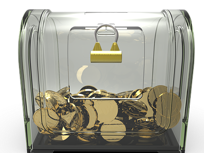 Acrylic box with gold coins 3d model 3d modeling 3d printing 3dmodeling acrylic acrylic box box coin coin collection coins keyshot money bank saving box solidworks