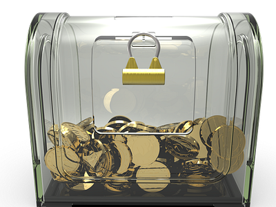 Acrylic box with gold coins 3d model 3d modeling 3d printing 3dmodeling acrylic acrylic box box coin coin collection coins keyshot money bank saving box solidworks