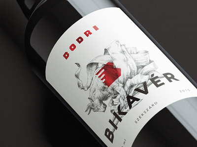 Bikavér wine label design for Bodri Winery branding graphic design illustration mihály molnár wine label