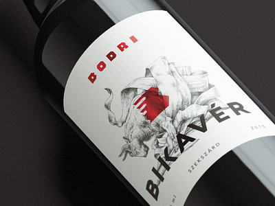Bikavér wine label design for Bodri Winery