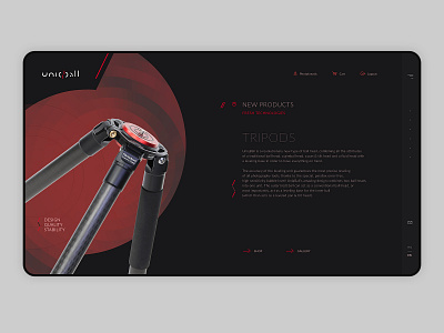 Uniqball web design, Tripods page