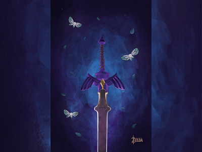 Master Sword blue design digital painting illustration ilustracion master sword zelda