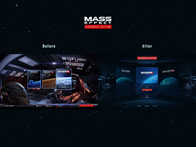 Mass Effect | Legendary Edition | UI Comparison | Start Screen blue design game mass effect minimalist space ui vector videogame