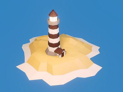 Low Poly Lighthouse 3d blender blue lighthouse low modeling poly sea