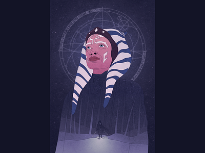 Ahsoka Tano 2d ahsoka character illustration ilustracion poster purple star wars