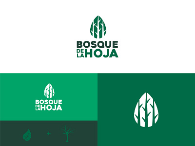 Bosque de la Hoja Brand 2d brand design green logo marca minimalist park tree vector