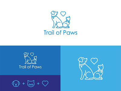 Trail of Paws blue branding cat design dog logo marca minimalist pets