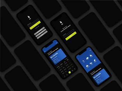 Banking App UI (Dark Mode) 2d bank banking banking app blue branding design minimalist ui