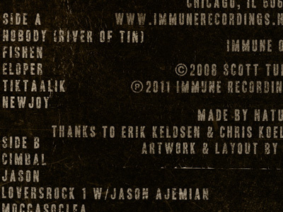 Not for Nobody (back cover) album cover black brown music packaging record scott tuma texture typography vinyl