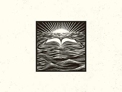Riverrun Books & Manuscripts Logo book books branding design drawing emblem hand drawn identity illustration logo woodcut