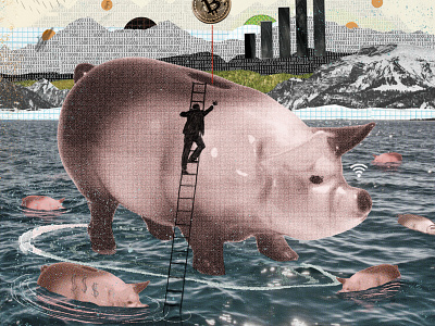 Big Data Magazine Article Banking Illustration adobe article collage drawing editorial hand drawn illustration magazine narrative photoshop story