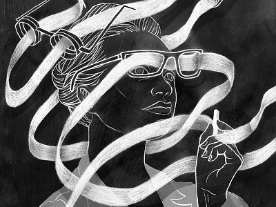 Chalkboard Traveler art black and white drawing eyes face figurative hand hand drawn illustration line monochrome woman