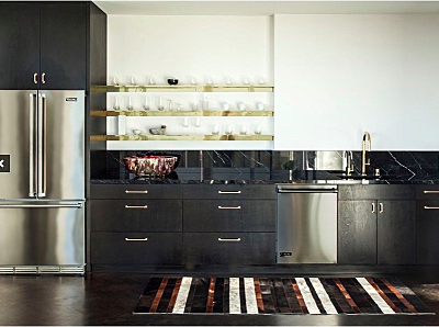 Kitchen apartment black marble brass interior interior design kitchen los angeles los feliz viking appliance