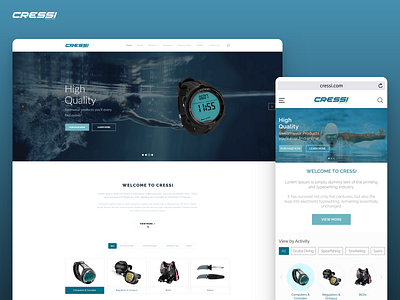 Cressi Website Redesign branding design mobile product design redesign responsive design tablet ui underwater ux visual design web web design website