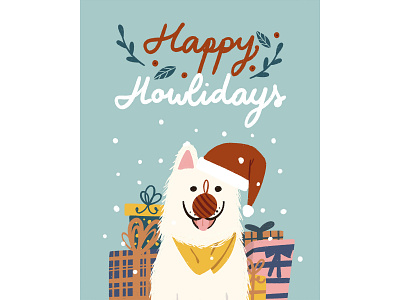 Doggo Holiday Card Design card design dog illustration hand drawn illustration lettering art procreate art